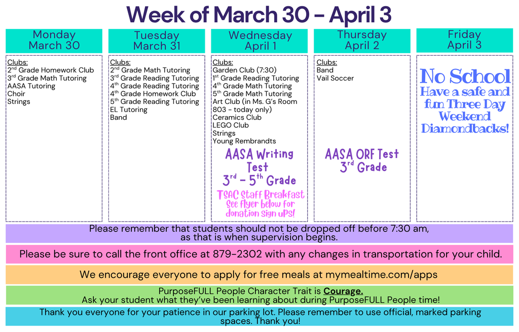 Rattler Calendar 3/30 - 4/3
