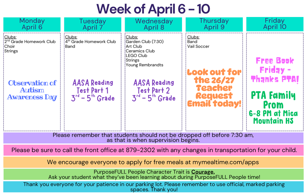 Rattler Calendar 4/6-4/10