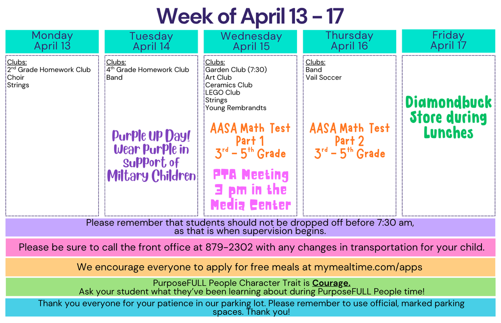 Rattler Calendar 4/13-4/17