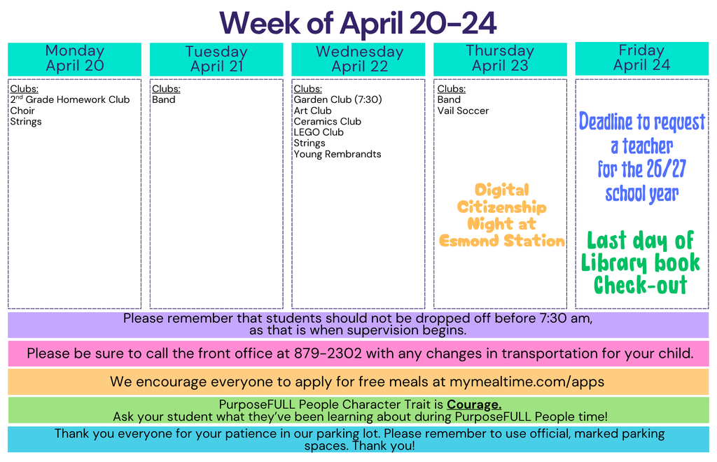 Rattler Calendar 4/20-27