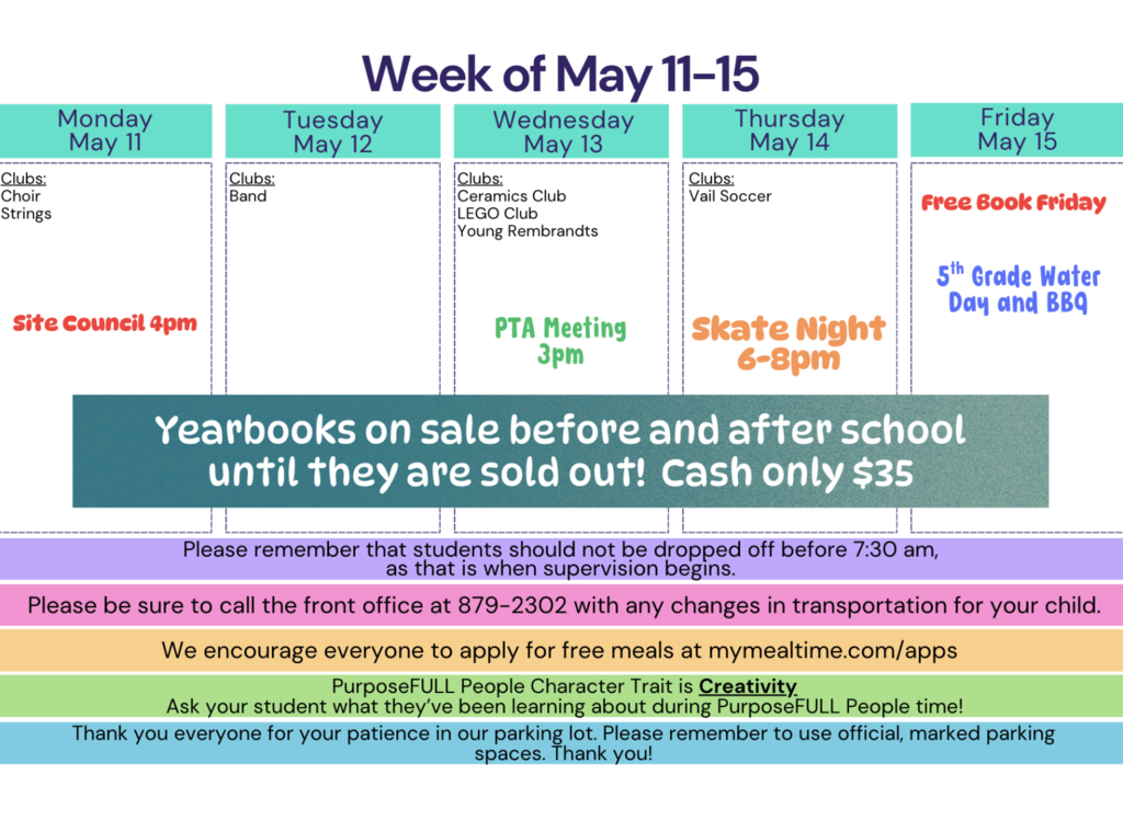 Calendar May 11-15