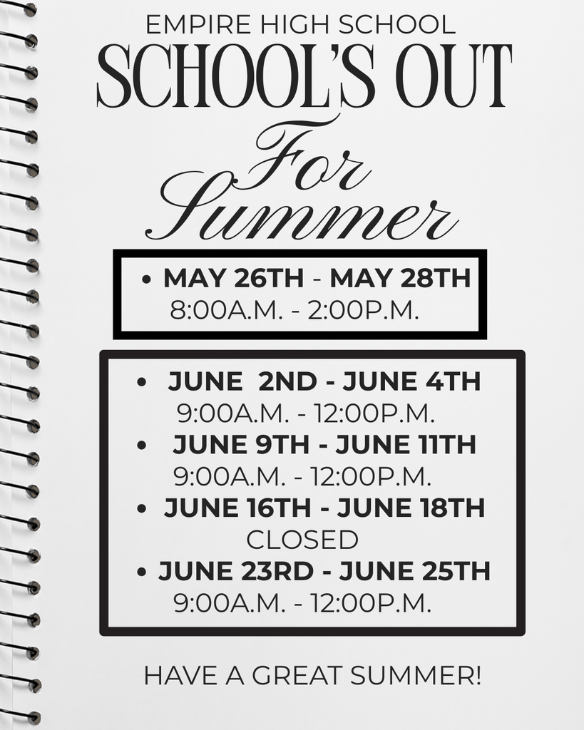 Front Office Hours for the Summer