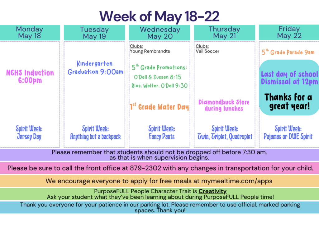 Calendar for May 18-22