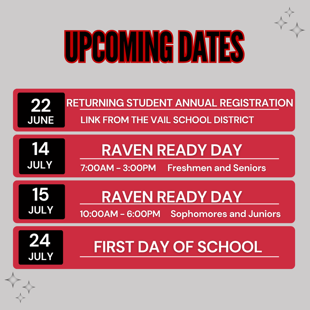 Dates for next school year!