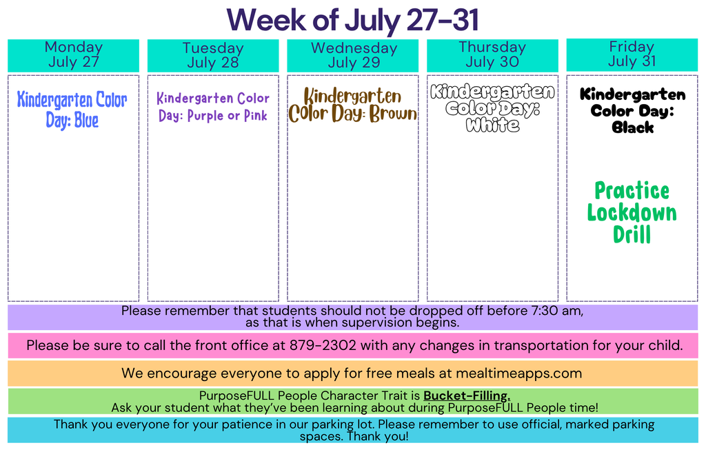 Rattler Calendar 7/27-31