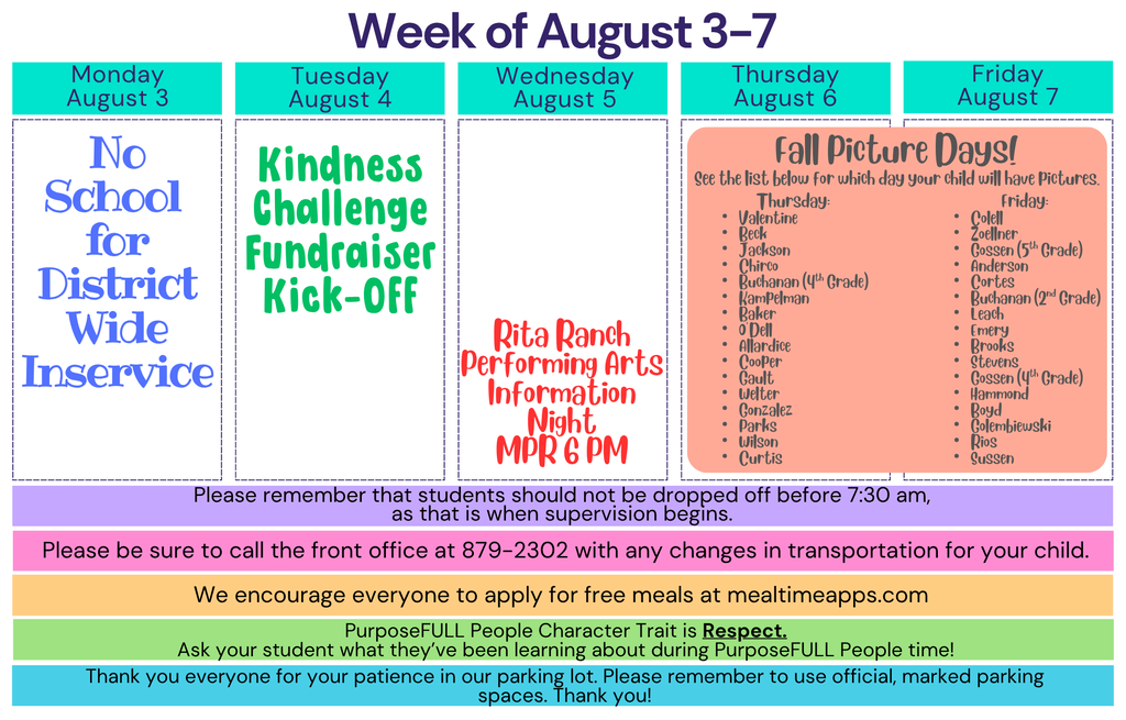 Rattler Calendar 8/3-8/7