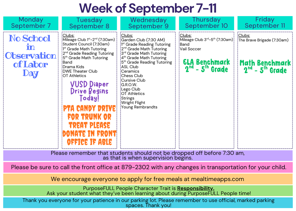 Rattler Calendar 9/7-9/11