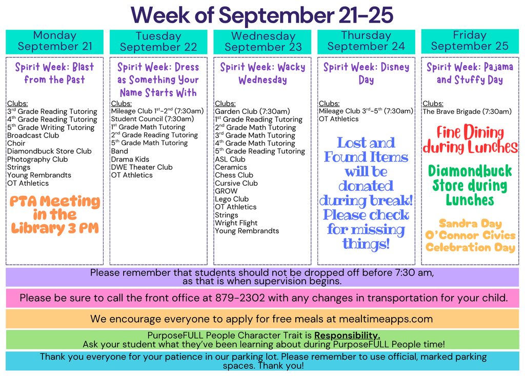 Rattler Calendar 9/21-25