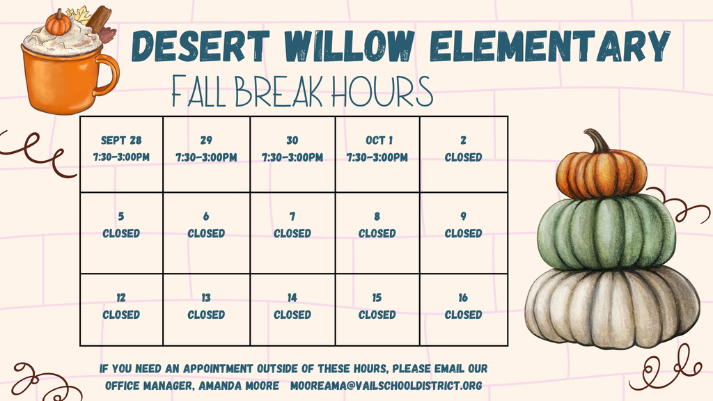 Fall Break Office Hours Calendar