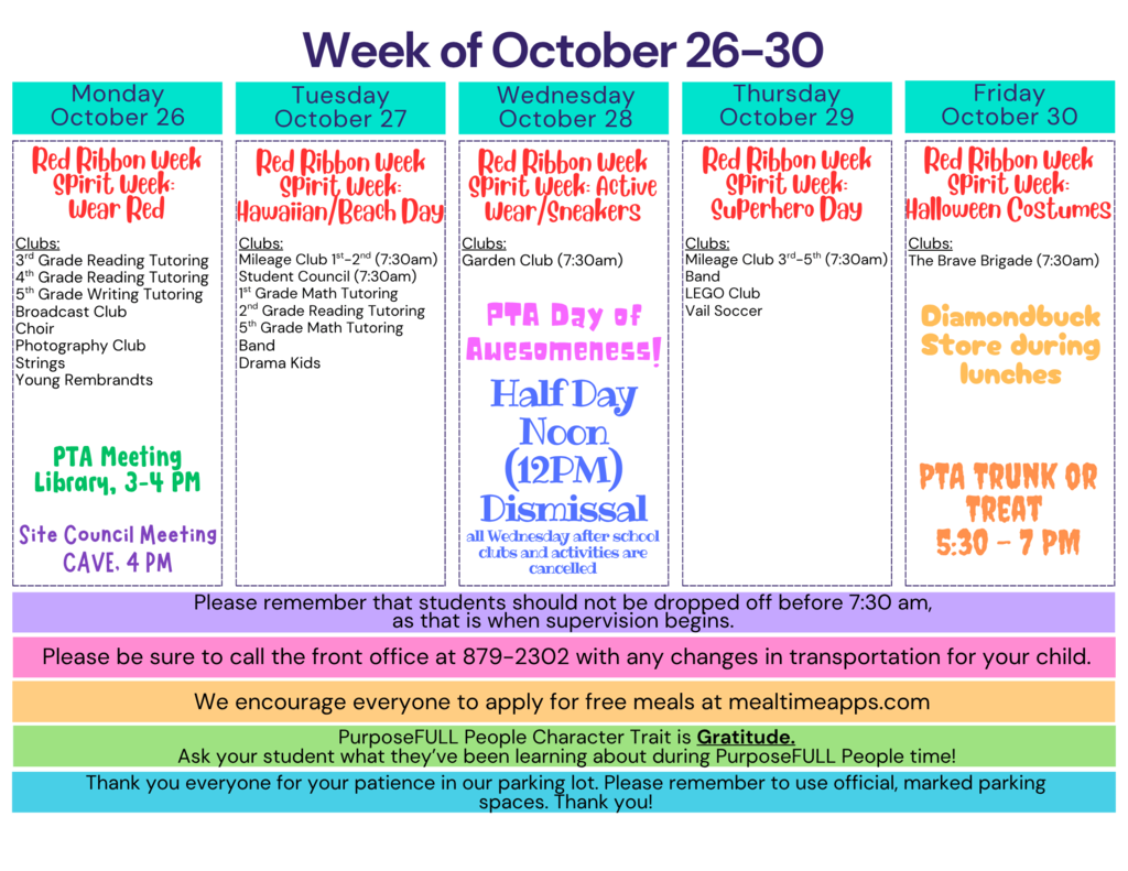Rattler Calendar 10/26-30