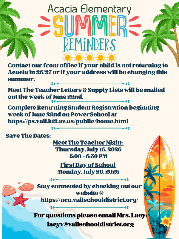 Summer Reminders