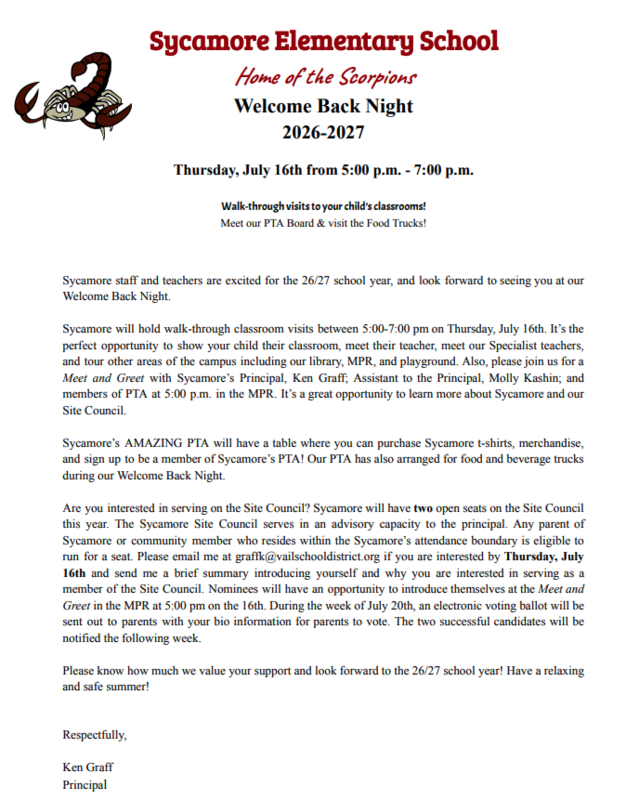 Letter from the Principal