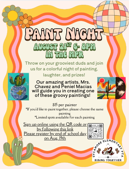 Paint Night August 21st 6-8PM in the MPR
