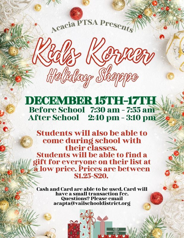 Kids Korner Holiday Shoppe