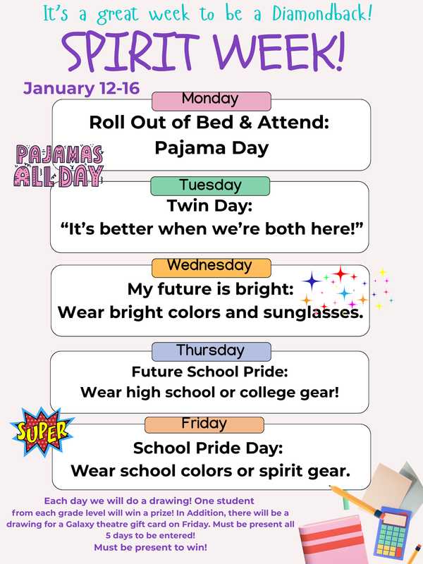 Attendance Spirit Week January 12-16