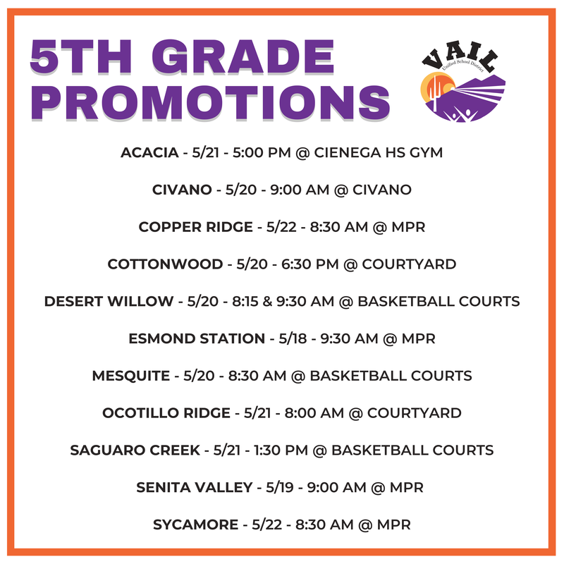 5th grade graduation dates
