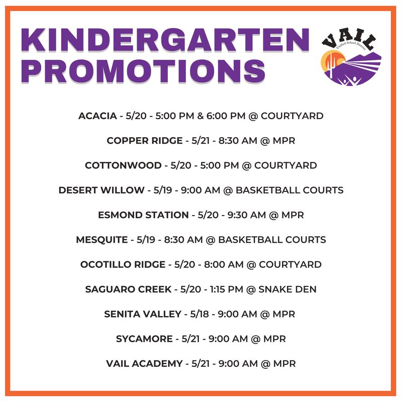 KINDERGARTEN PROMOTION DATES