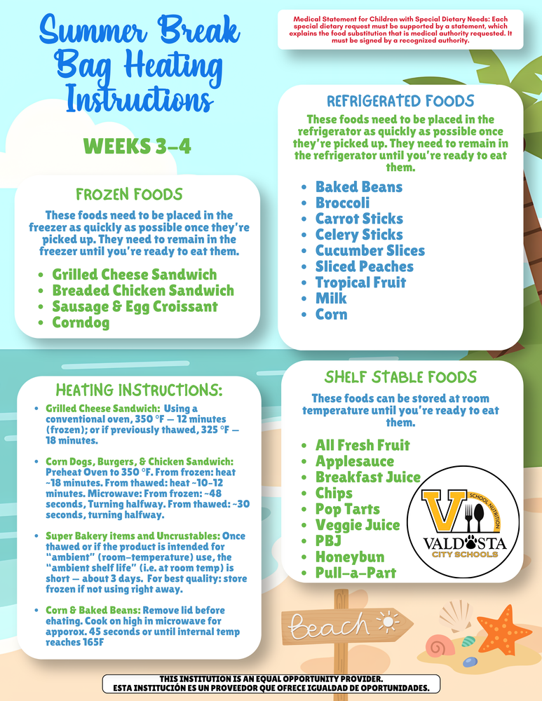 Summer break bag heating instructions