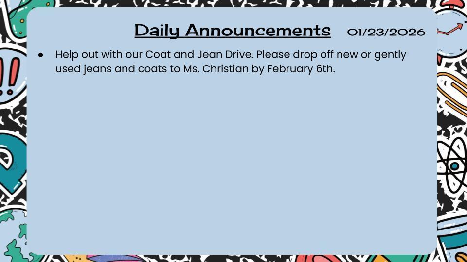 Daily Announcements 1/23/26