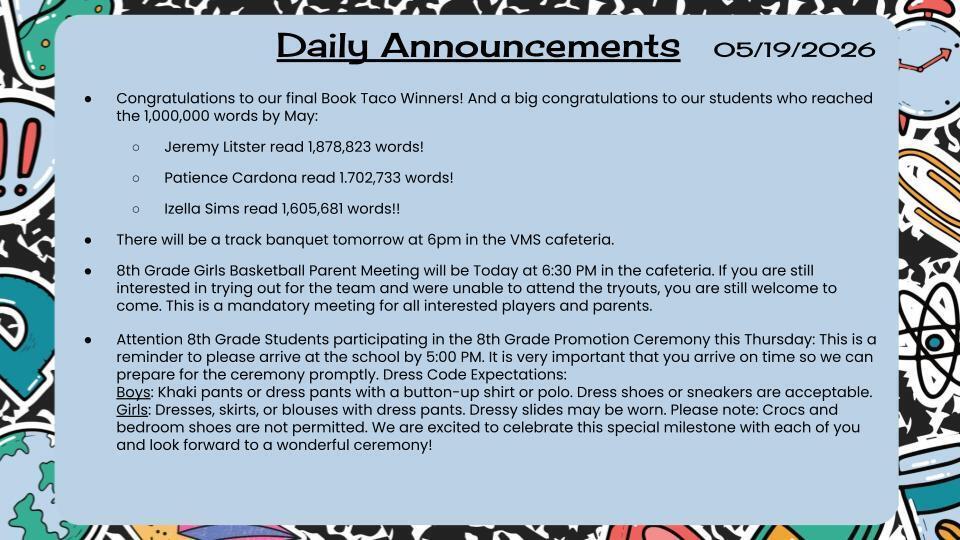 Daily Announcements 5/19/26