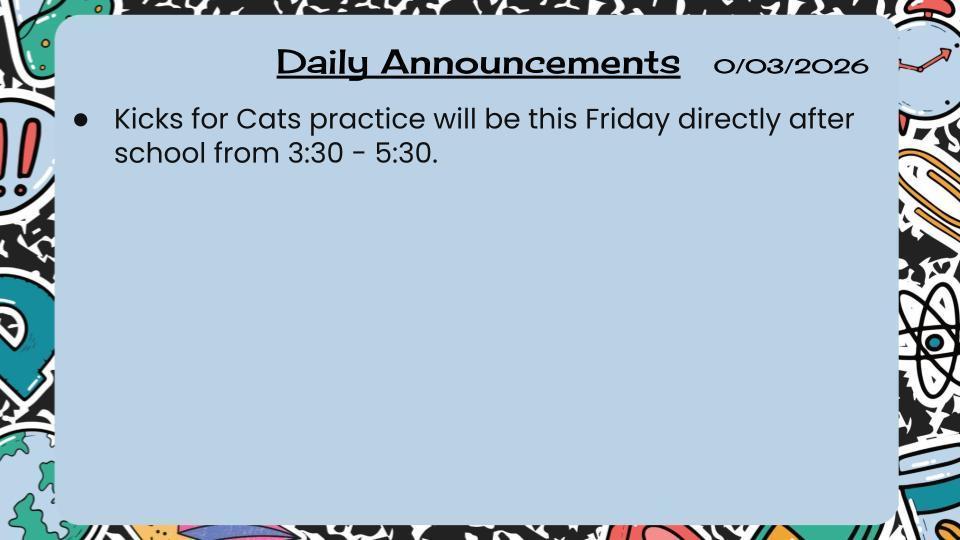 Daily Announcements 3/3/26