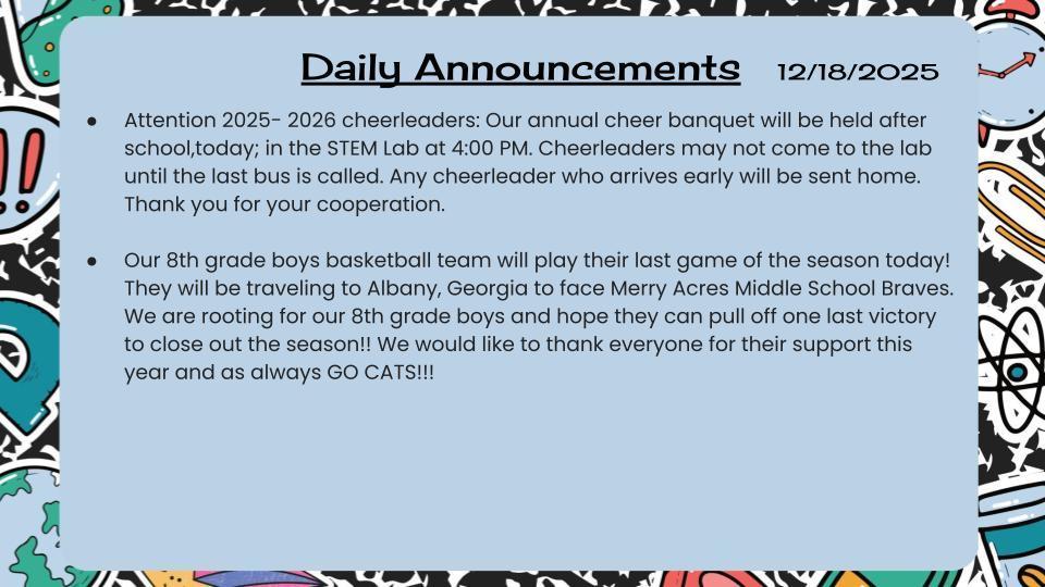 Daily Announcements 12/18/25