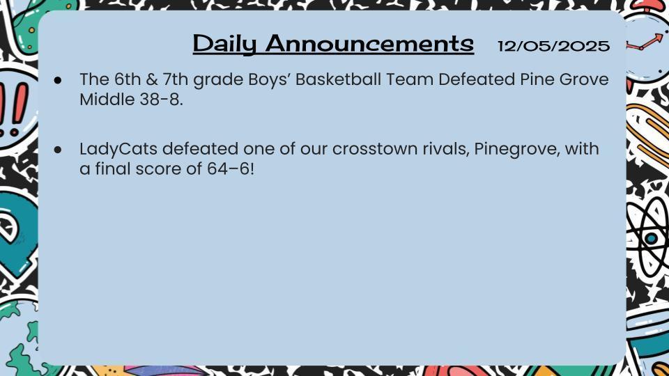 Daily Announcements 12/5/25