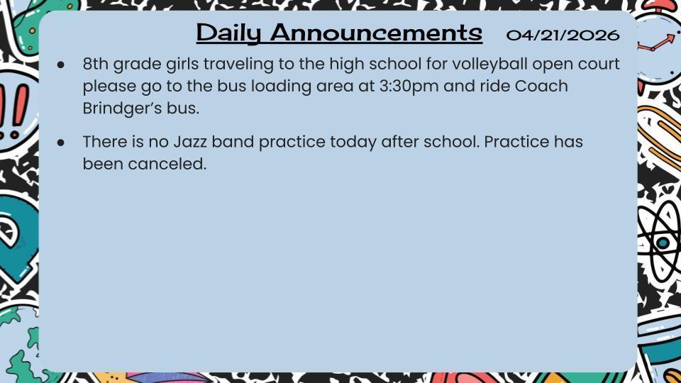 Daily Announcements 4/21/26