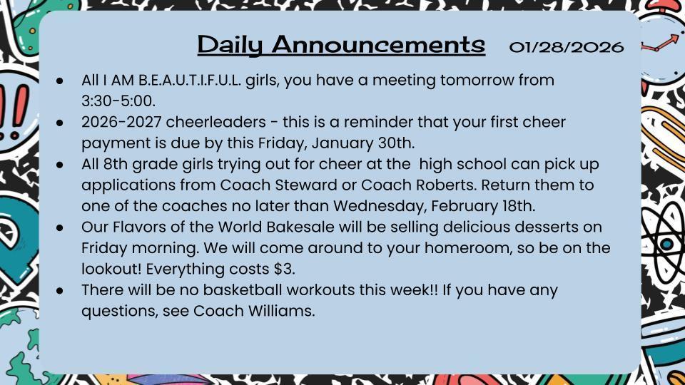 Daily Announcements 1/28/26