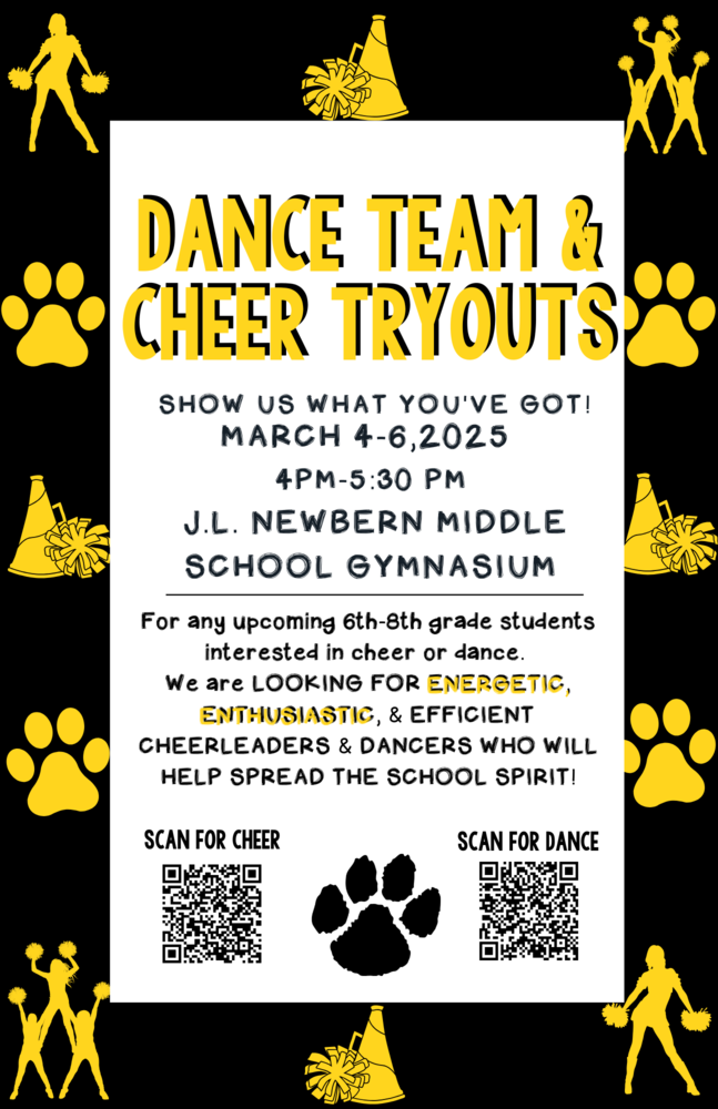 NMS Dance Team & Cheer Tryout Flyer