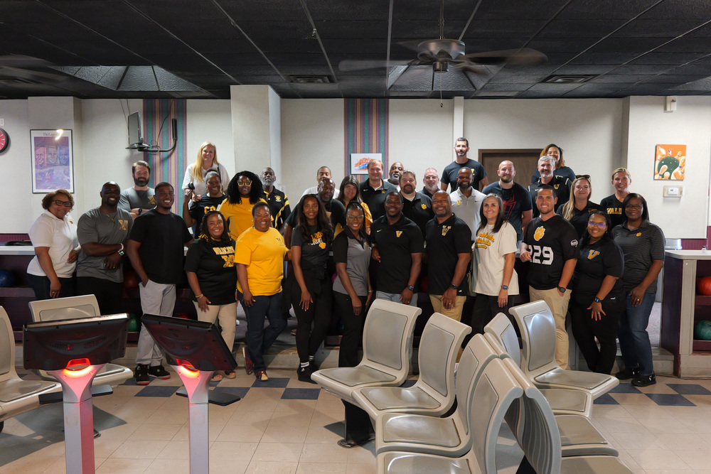 Group photo of bowling night participants