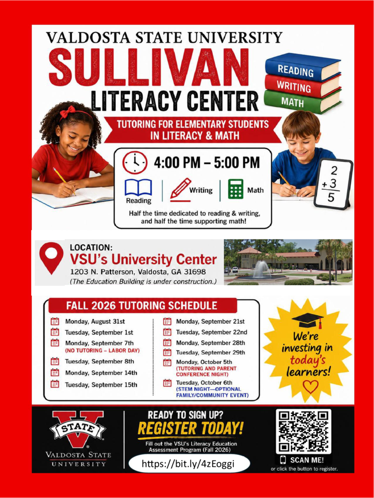 Fall 2026 Tutoring Schedule