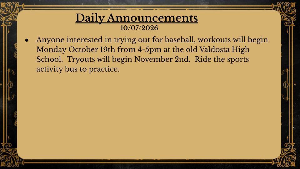 Daily Announcements 10/07/2026