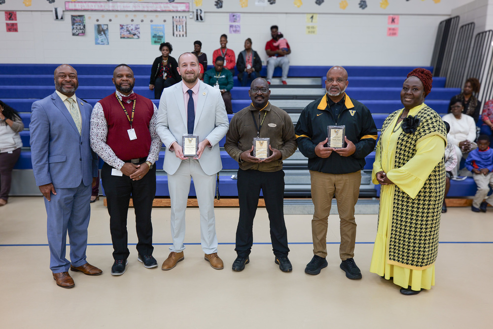 Group photo of recipients with Principal, Board Chair and Superintendent