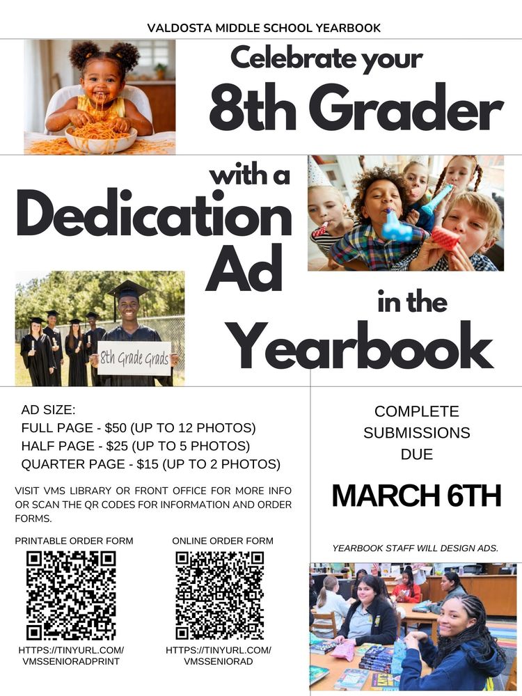 8th Grade Yearbook Dedication pages