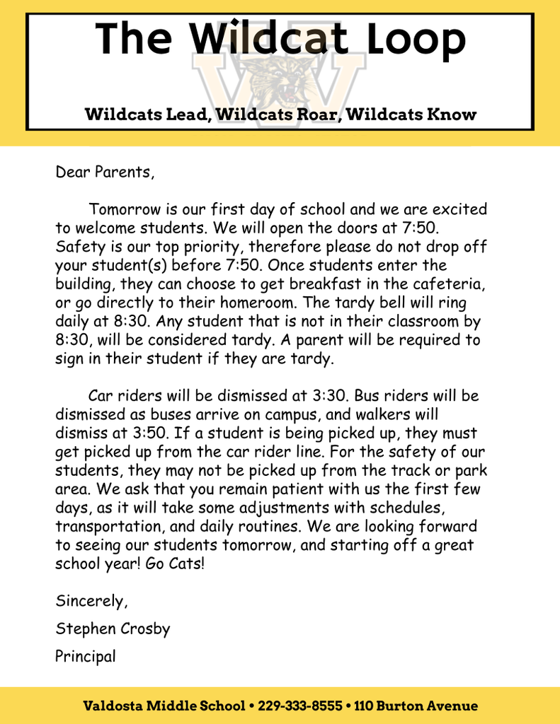 First Day of School Reminders