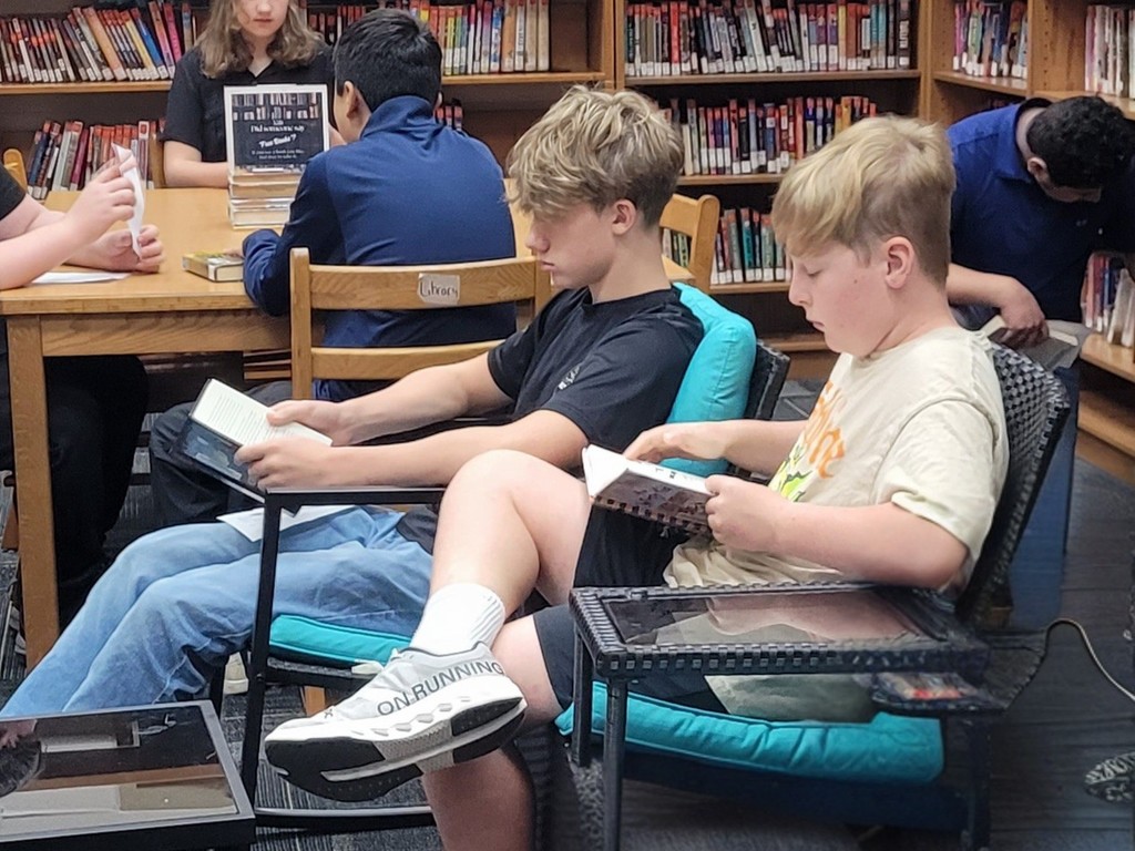 Students reading in the library at VMS