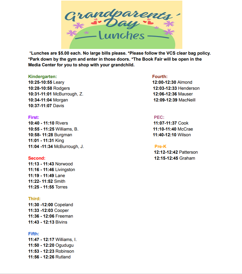 Grandparents day schedule