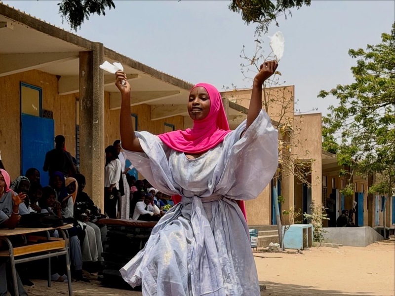 female student dancing