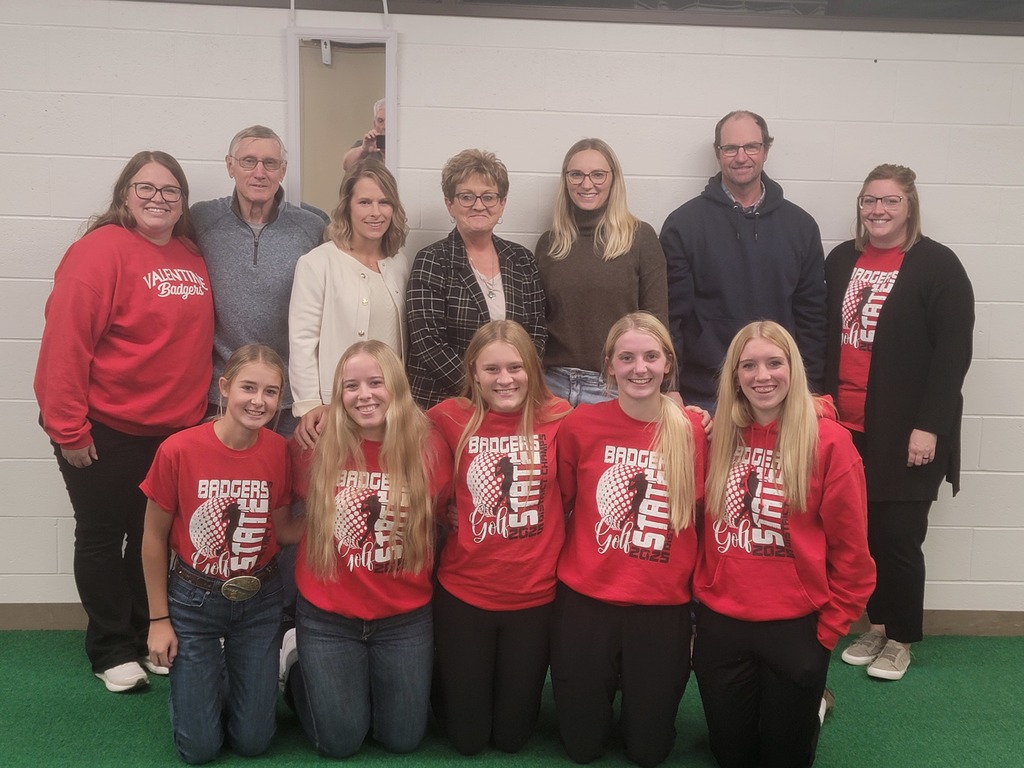 State Qualifying Girls Golf pictured with the VCS School Board