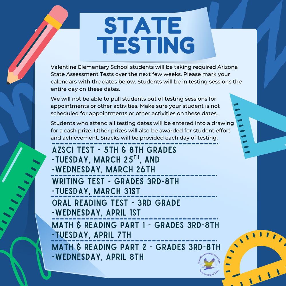 State Testing Dates - Mark Your Calendar