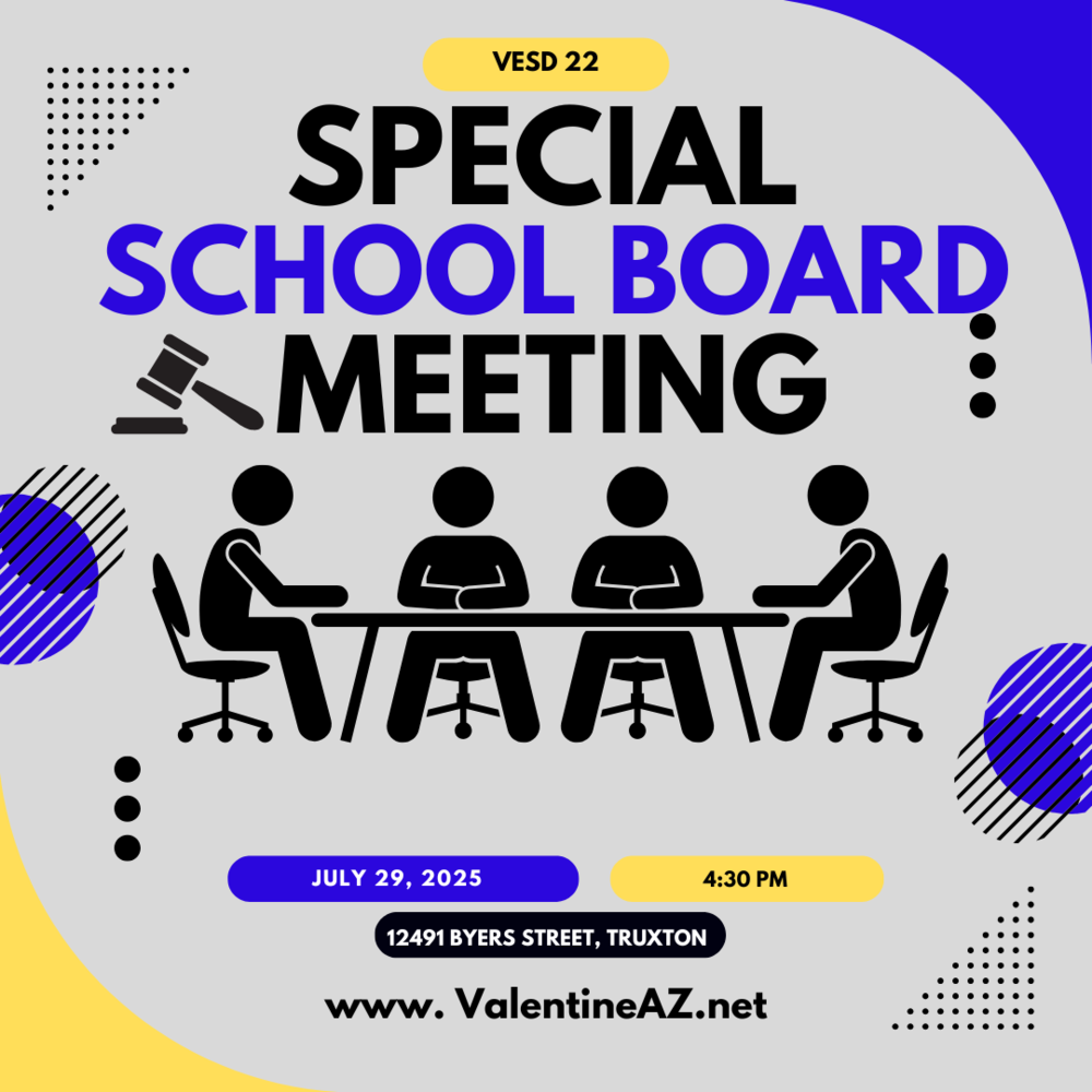 VESD Special School Board Meeting - July 29th, at 4:30 pm