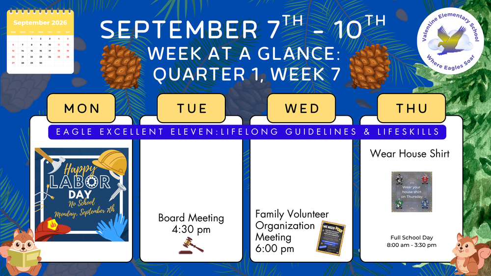 Week-at-a-Glance September 7th - September 10th
