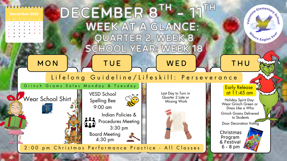 Week-at-a-Glance December 8th - December 11th