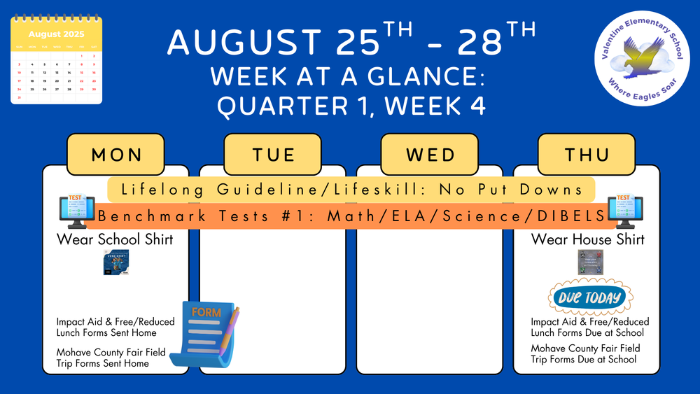 Week-at- a-Glance August 25th - 28th