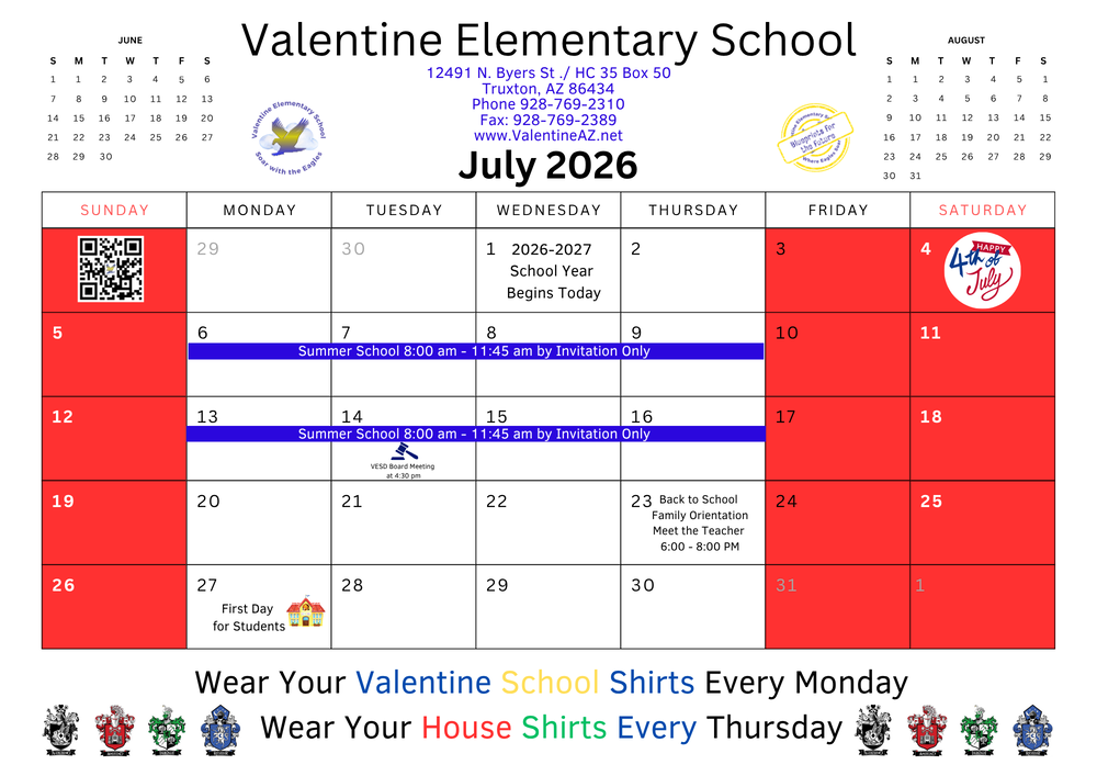 Events Calendar - July 2026