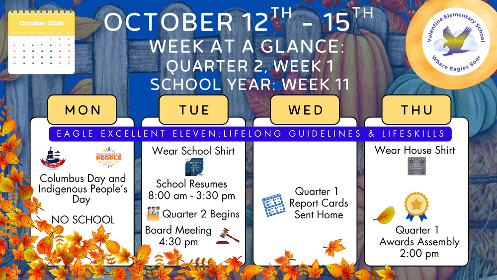 Week-at-a-Glance October 12th - October 15th