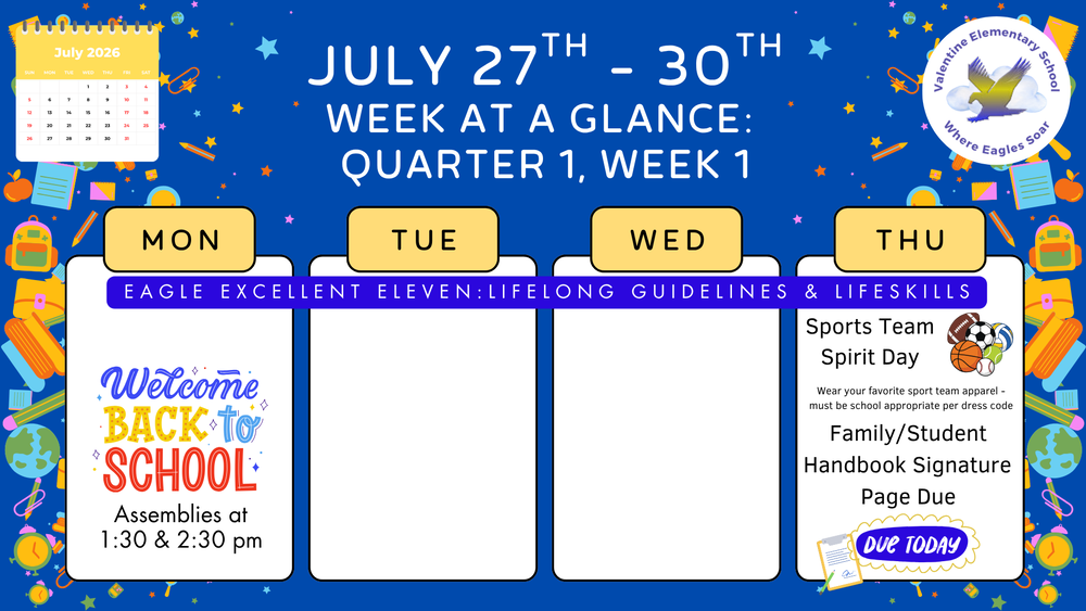 Week-at-a-Glance July 27th - 30th