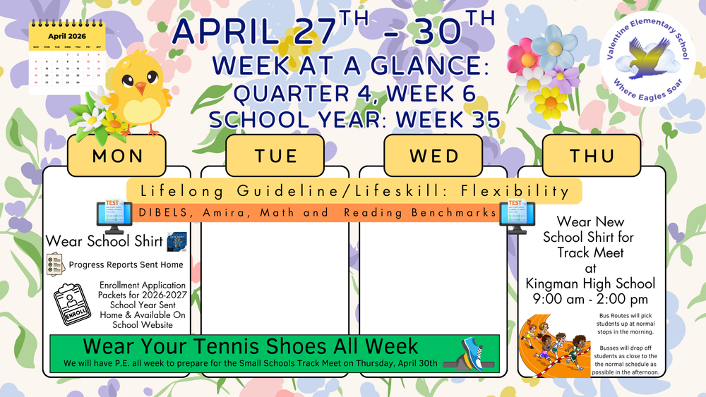 Week-at-a-Glance April 27th - April 30th