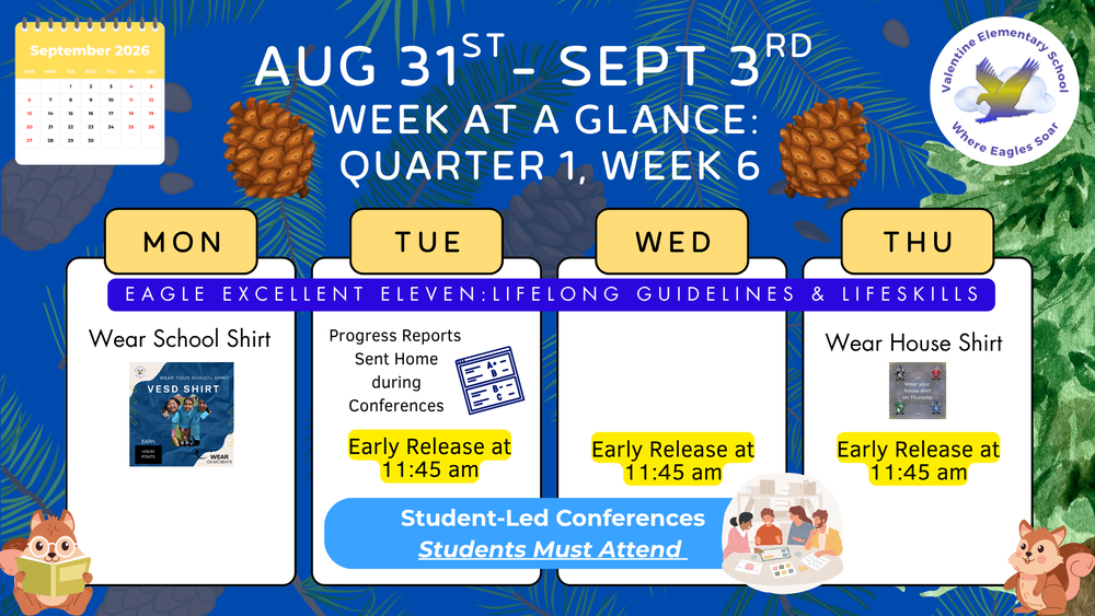 Week-at-Glance August 31st - September 3rd